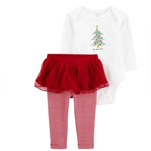 CARTERS Baby 2-Piece Christmas Bodysuit & Tutu Pant Set, Size 9 M